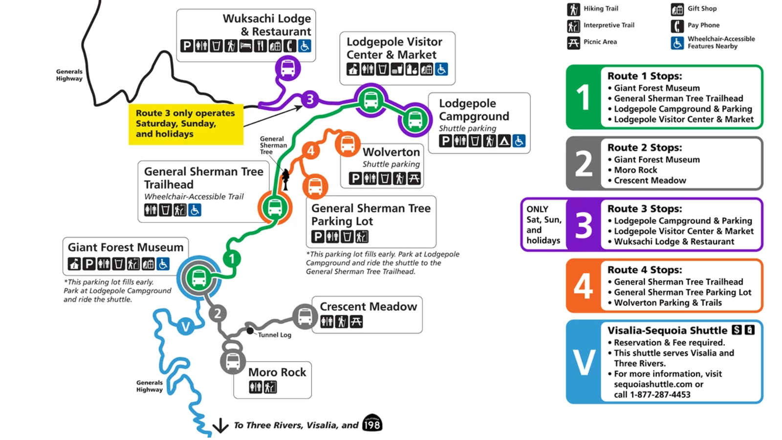 Sequioa National Park Shuttle Route